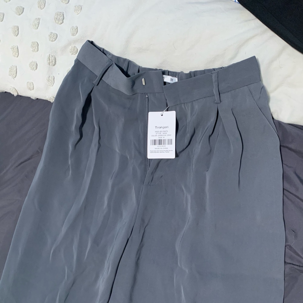 Grey wide leg pants high waisted